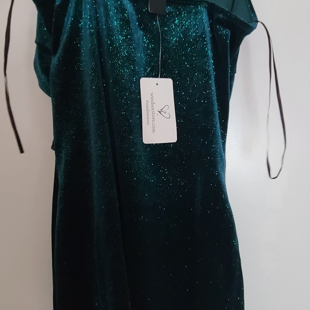 Shimmering Teal Velvet Mini Dress